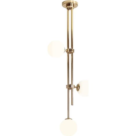 Rays C - plafonnier moderne - laiton, boules laiteuses 113cm (1/3)