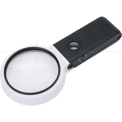 Lupa Ulisem de 11 cm (3,5x-25x) con luz y soporte, lupa de mano con luz LED, lupa plegable para personas mayores que deseen leer, bordar, trabajar con mapas o joyería. (1/3)