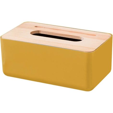 Bote à Mouchoirs Titulaire Rectangulaire de Cas de Bote de Tissu Facial pour Les Fournitures de Ménage d'Organisateur de Décor de Table d'Htel (Yellow), (1/2)