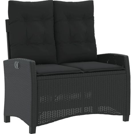 Banc inclinable de jardin,Banquette de jardin,Chaise avec coussins noir résine tressée CFW61369 (1/5)