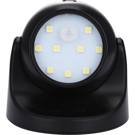 Lampe LED rotative à 360 degrés à double capteur de mouvement, alimentée par piles (noire) (1/5)