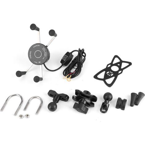 Chargeur sans fil pour moto QC3.0, Charge rapide, support de téléphone étanche avec interrupteur de mise hors tension (1/5)