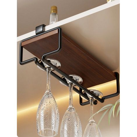 Porte-verres à vin sous meuble, support suspendu pour verres à pied en métal, organiseur inversé gain de place pour cuisine, bar et décoration de salle à manger domestique (1/5)