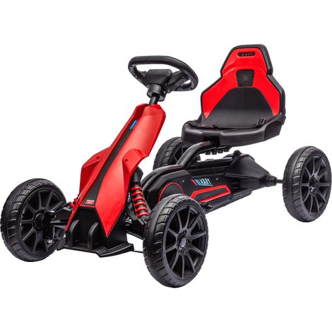 Kart électrique enfant 12V 3-8 ans vitesse 3-5km/h ceinture sécurité 100x58x58.5cm Rouge