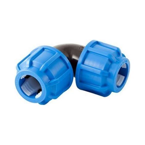 RACCORDO GOMITO A COMPRESSIONE TUBO POLIETILENE IRRIGAZIONE GIARDINO 20x20 mm