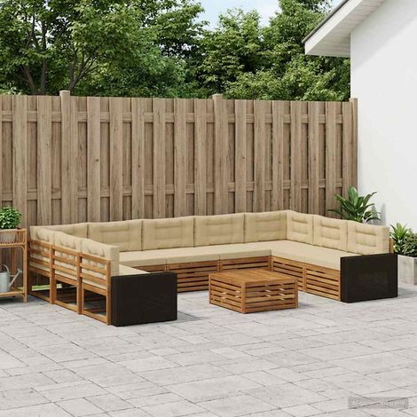 vidaXL Outdoor-Sofagarnitur 10 pcs Natur und Beige Massivholz Akazie (1/5)