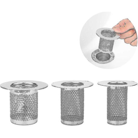 Lot de 3 grilles de bonde de baignoire, récupérateur de cheveux pour bonde de douche, en acier inoxydable, avec passoire à cheveux profonde. (1/5)