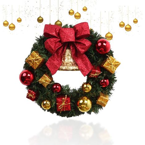MINKUROW Corona De Navidad, Corona De Árbol Artificial, Corona De Navidad Para Puerta, Guirnalda De Árbol De Navidad, Guirnalda Verde Decoración De Navidad, Para Fiestas Festivas Halloween Acción De G (1/5)
