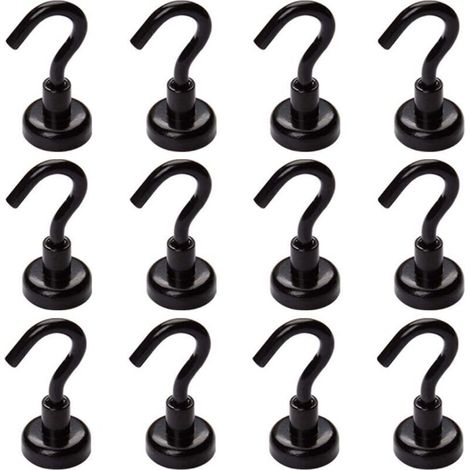 12LB Crochets Magnetiques, Lot de 12 Crochet magnétique Aimant Néodyme (1/4)