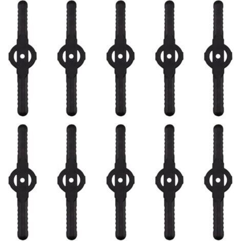 Kantenschneiderklinge aus Kunststoff, 10 Stück Ersatz-Schneidklingen aus Kunststoff für Akku-Rasentrimmer-Sets, Ersatz-Schneidklingen aus Kunststoff für Rasenmäher (Schwarz) - Crezuo