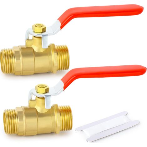 2pcs 1/2" BSP Male to Male Brass Ball Valve, Suitable for Connecting Pipe Fittings (1/5)