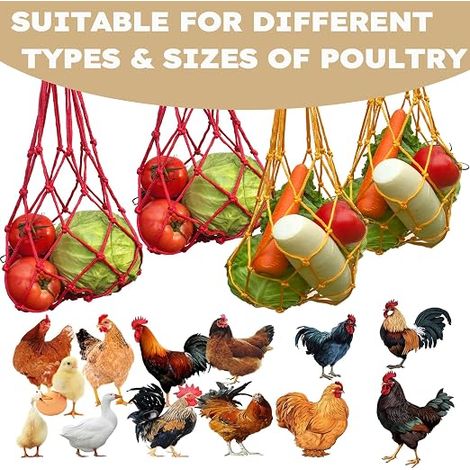 Chicken Feeder Hanging Feeder Veg Fruit Feeder Reusable Chicken Ducks Goose Feeder Bags (1/4)