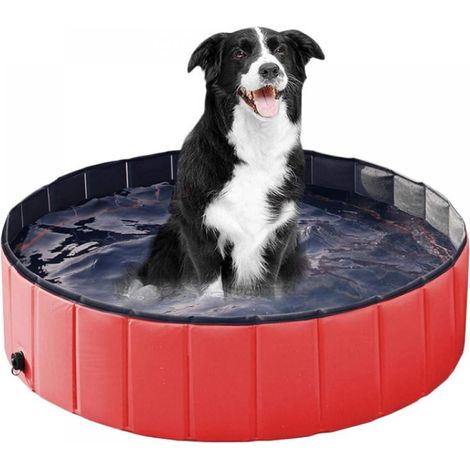 Piscine Pliable Pour Chien - Bassin De Bain En PVC - Piscine Extérieure Dépliable Pour Chiens Et Enfants - 5 Tailles Disponibles - Rouge Ou Bleu (1/5)