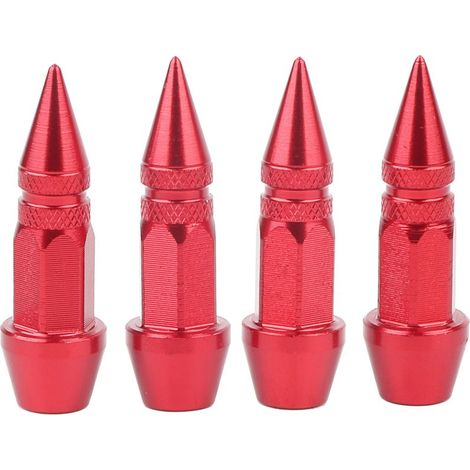 Tbest Bouchons Anti-poussière d'air de Tige de Valve de Pneu de Roue de Pointe D'alliage D'aluminium pour des Véhicules (Rouge) (1/5)