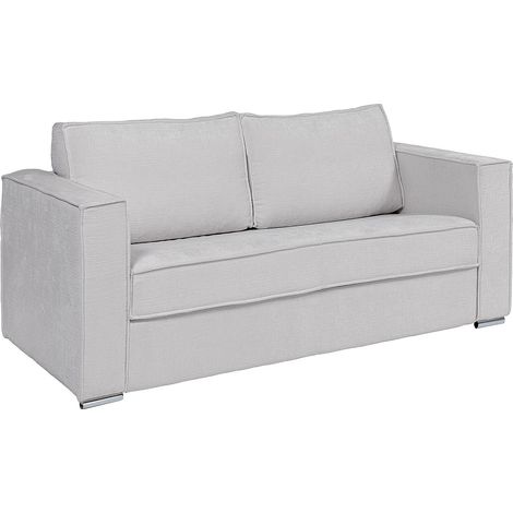 Canapé 4 places convertible express en tissu chenille gris clair - Couchage à lattes larges 160 cm - Matelas 22 cm avec mémoire de forme LORETO