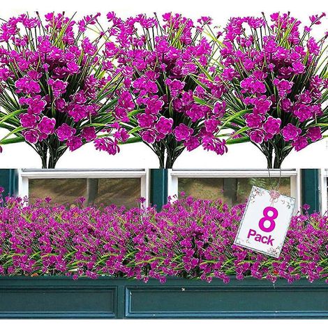 künstliche, UV-beständige Blumen und Pflanzen für den Außenbereich, 8 Zweige künstliche Kornblumen, Grünpflanzen aus Kunststoff, Hängeampel für drinnen und draußen, Küche (1/5)
