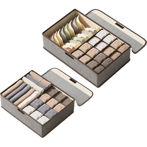 Organisateur de rangement pliable pour sous-vêtements et chaussettes, avec couvercles, pour tiroirs et placards. Boîte de rangem