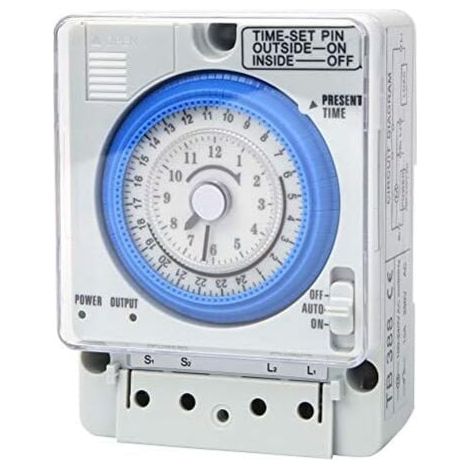 24H Programmierbares Zeitverzögerungsrelais 110-230 V AC, manueller/automatischer mechanischer Timer, für elektrische Haushaltsgeräte, Beleuchtung, Heimwerker (1/4)