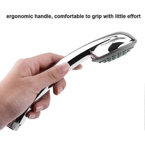 Soffione doccia universale a mano, a risparmio idrico, accessorio da bagno color argento (1/4)