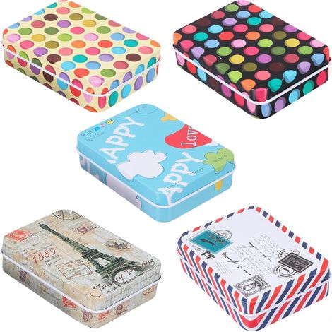 Boîte de Rangement en Fer-blanc Créative, Rectangulaire, Lot de 5 (1/5)