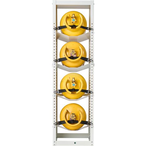 Mophorn Portabombole 376 x 330 x 1321 mm per Refrigerante, Scaffale a 4 Ripiani per Bombole, con Ripiano Superiore, Acciaio al Carbonio Verniciato a Polvere Bianca, per Furgoni e Depositi di Gas (1/5)