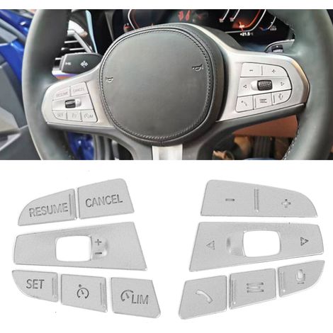 Fahrzeugmodifikation: Aufkleber für BMW 3er G20 G28 2020 Lenkradknöpfe, 11-teiliges silbernes Set (Typ A) (1/5)