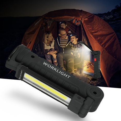 Lampe de travail LED COB pliable rechargeable par USB avec aimant pour camping et situations d'urgence (grand format) (1/5)