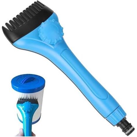 Brosse De Nettoyage De Filtre De Piscine, 25CM Nettoyeur à Jet Portatif Outil De Brosse De Nettoyage De Cartouche De Filtre De Piscine - avec Tête De Brosse Amovible Et Connecteur De Tuyau (1/4)