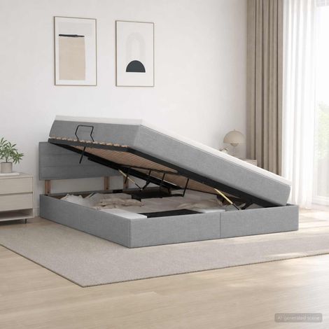 Cama con almacenamiento y colchón Gris Claro 140 x 200 cm (1/5)