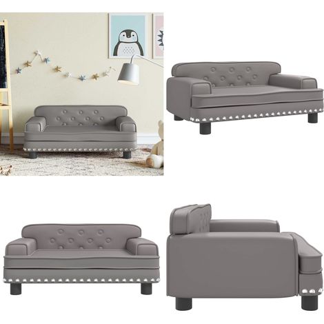 Canapé pour enfants gris 70x45x30 cm similicuir - Canapé Enfant - Canapé Bébé - Mobilier Enfant - Décoration Chambre Enfant - Meubles Jeux - Home & Living