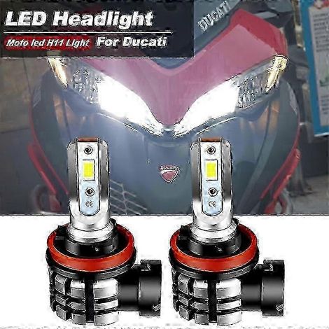 26-27 Deux ampoules de phare LED H11 H8 pour moto, 9600 lumens, 6000K, compatibles CANBUS (848, EVO, 1098, 1198, Multistrada, 1200). (1/5)