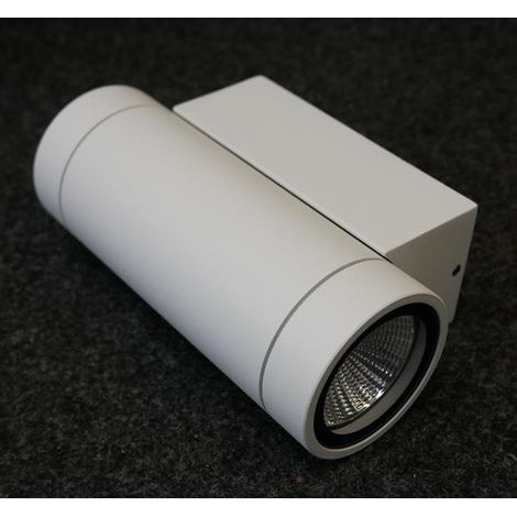 Applique murale extérieure LED 6W blanc mat Ø 65x160xmm 2 directions 3000K 2x180lm 89° alim 230V IP54 LUXI 95 INDIGO (1/2)