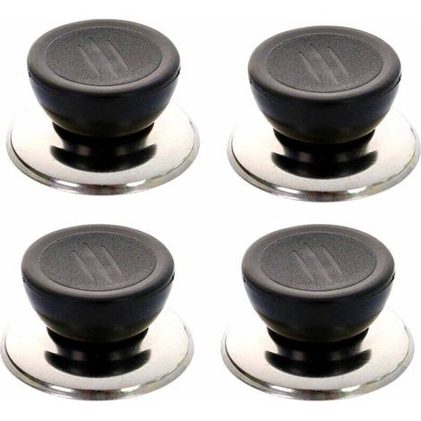 Bouton De Couvercle - Acier Inoxydable Et Polypropylène - Universel Pour Casseroles Poêles Bouilloires Et Pots En Verre - Diamètre Trou Fixation 6 À 10 Mm - Lot De 4
