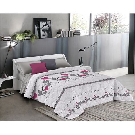 Trapunta invernale made in italy in 2 misure e 3 colori fantasia Gattini Rosa - Matrimoniale
