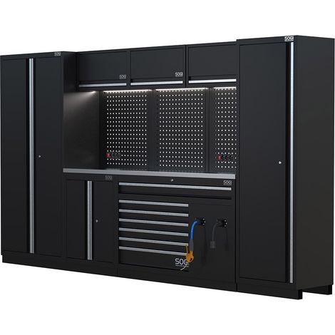 Arredamento modulare per officina e garage SOGI ARR-OFF-3555 - piano in acciaio - 3555x466x2000 mm (1/5)