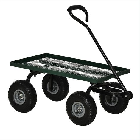 Chariot de jardin 150 kg acier 4 roues 94 x 48,5 x 100 cm Vert (1/5)