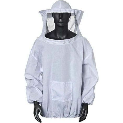 [JAMAIS UTILISÉ]Imker-Schutzjacke mit professionellem Imkerhut, Bienenschutz, Imkerhut mit Reißverschluss für Imker (Weiß)