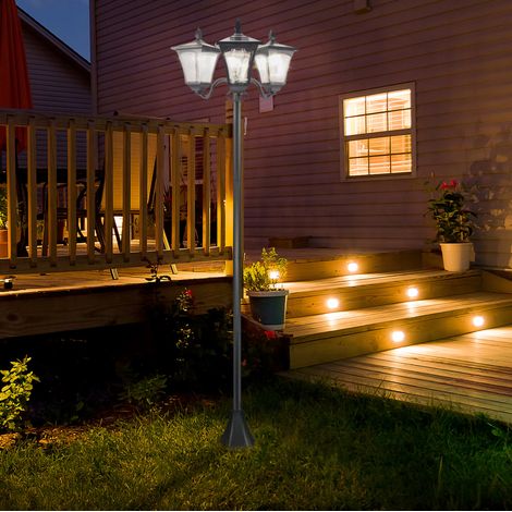 Solar-Gartenlaterne mit 3 LED-Köpfen, 120 Lumen, IP44, schwarz, 51,5 x 47 x 182,5 cm HAVRYA (1/5)