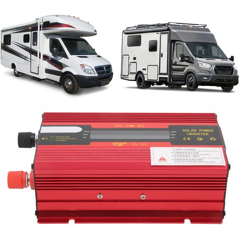 Roter Wechselrichter, 12 V/24 V auf 220 V, 420 W Nennleistung, inklusive Universalsteckdose und USB-Anschluss. Inklusive Kfz-Konverter mit LCD-Display. (1/5)