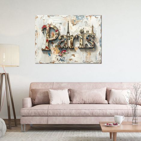 Wandbild Paris Schild Shabby Chic Vintage 60x40 (1/4)