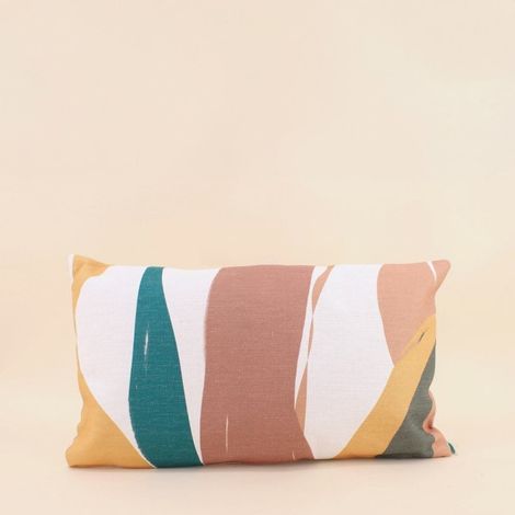 Coussin effet lin déperlant & anti-uv imprimé coloré 30x50cm