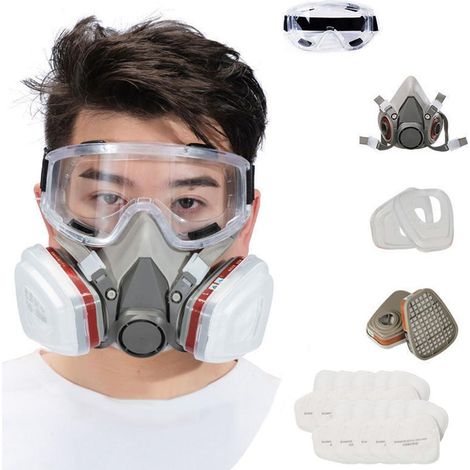 Demi-masque respiratoire réutilisable 6200 avec écran facial et lunettes de sécurité pour gaz, poussière, peinture, meulage et soudage (1/5)