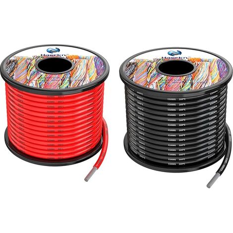 Silicone Electric Wire 3.3mm² 12awg 2x10 Meters per Axis Cable Multi-strand tinned copper wire, high temperature resistant, anti-corrosion and easy to solder, ultra flexible and soft (1/5)