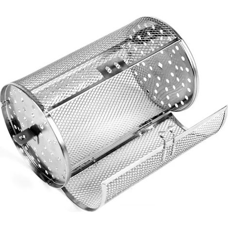 Panier à griller rotatif en acier inoxydable avec couvercle amovible, rôtissoire à barbecue à 360 degrés pour légumes, noix et grains de café, 17,8 x 11,7 cm