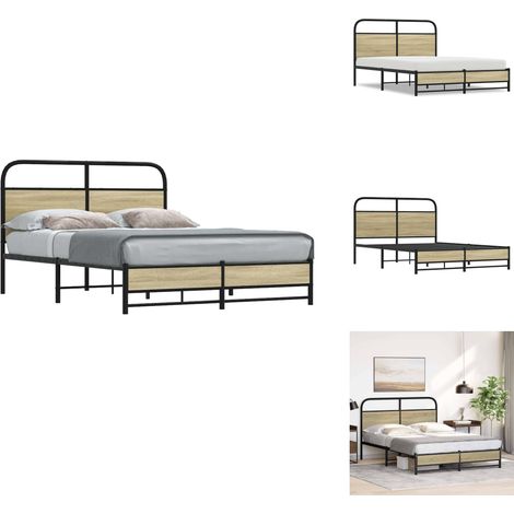 Cadre de lit sans matelas 140x200 cm chêne sonoma - Cadre De Lit - Cadres De Lit - Meuble De Chambre À Coucher - Lit (1/5)