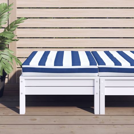 Vidaxl – Coussin palette 60x60x8 cm – Tissu Oxford imperméable – Rembourrage en fibre de mousse – Rayures bleues et blanches (1/5)