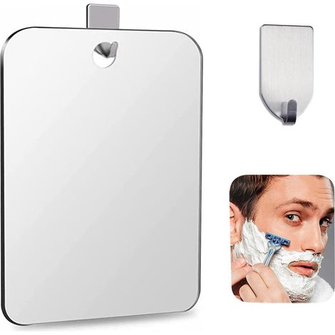 Specchio da barba antiappannamento Specchio da bagno antiappannamento e infrangibile Specchio da doccia infrangibile, argento, 17 cm, per casa, viaggi all'aperto (1/5)