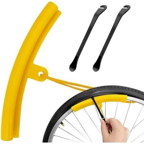 Lot de 2 démonte-pneus de vélo en métal - Avec protection de jantes en polyuréthane de 24 à 29" - Outil de changement de pneu de vélo robuste et doux pour les jantes - Pour VTT, vélo de trekking, vélo (1/5)