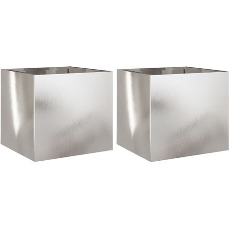 Fioriera rialzata per aiuole fioriere giardino terrazze set da 2 argento 32 x 30 x 29 cm acciaio inox Argento 020039010