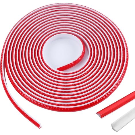 Profilé de plafond autocollant de 5 m, 12 mm x 9 mm, flexible Profilé triangulaire autocollant en TPE blanc, adhésif pour bords de murs et de carrelage (1/5)